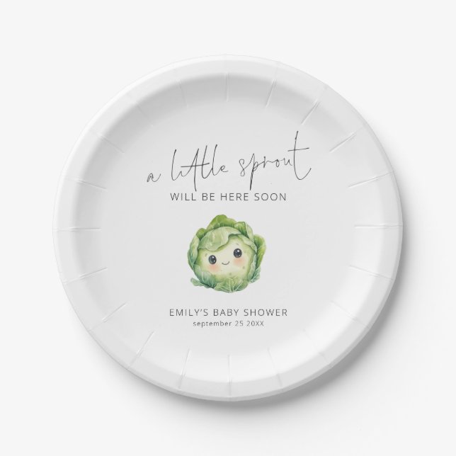 Cute Little Sprout Locally Grown Baby Shower  Paper Plates (Front)