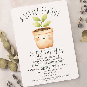 Cute Little Sprout Spring Baby Shower Invitation
