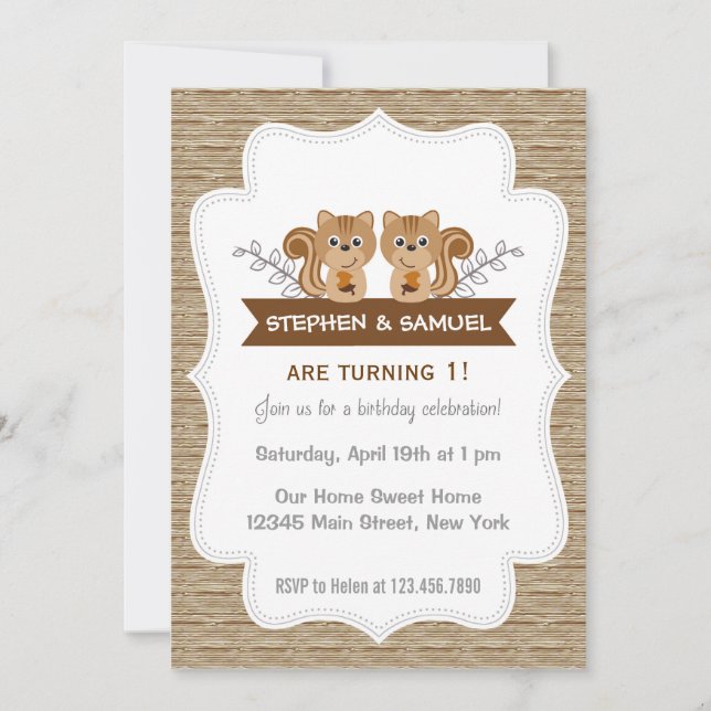 Cute Little Squirrel Birthday Invitation Woodland (Front)