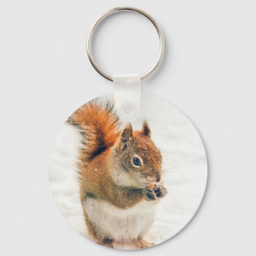 Cute Little Squirrel Eating Nuts Keychain