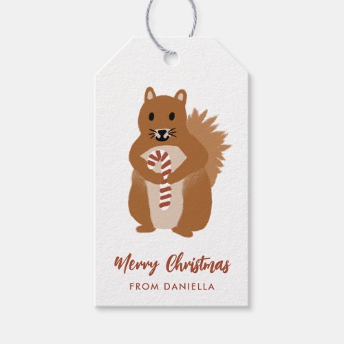 Cute Little Squirrel Personalized Christmas   Gift Tags