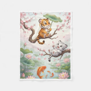 Cute Little Squirrels Feeding In Nature Landscape Fleece Blanket