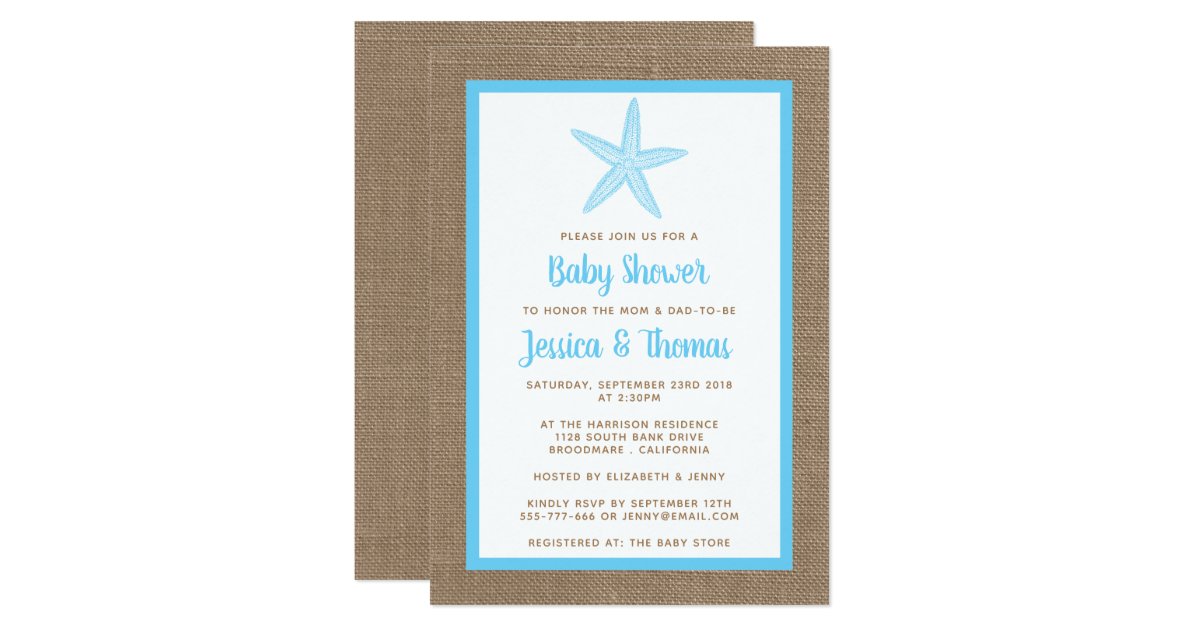 Cute Little Starfish Baby Shower Any Color Invitation Zazzle Com