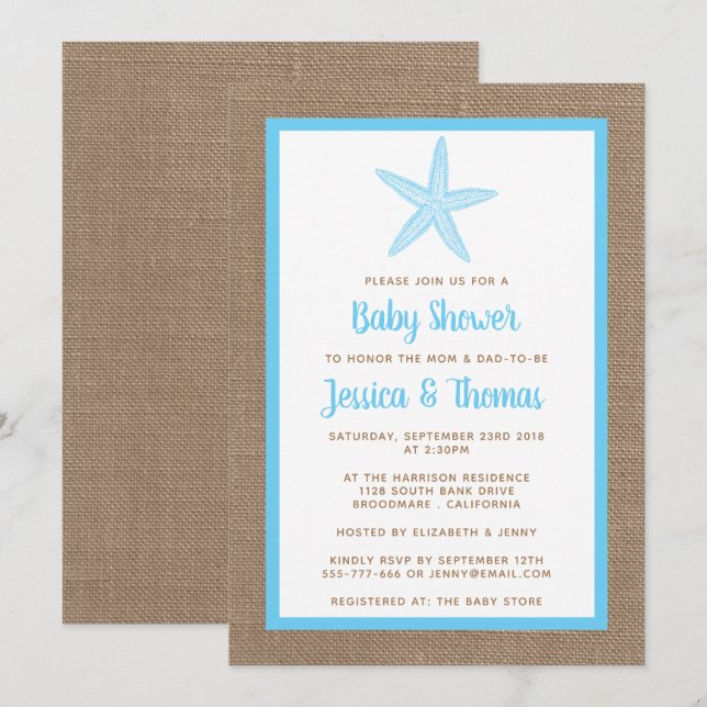 Cute Little Starfish Baby Shower | Any Color Invitation (Front/Back)