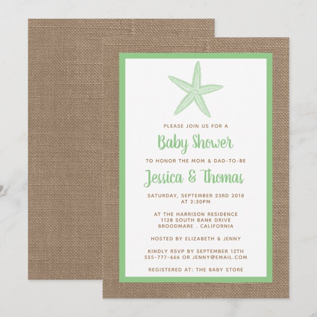 Cute Little Starfish Baby Shower | Any Color Invitation (Front/Back)