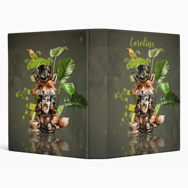 Cute little steampunk fox 3 ring binder (Background)