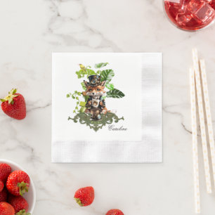 Cute little steampunk fox napkins