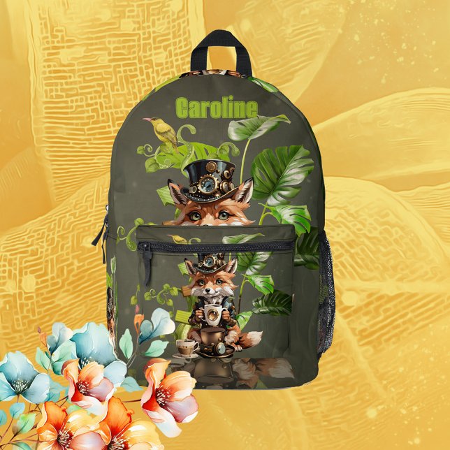 Cute little steampunk fox  printed backpack (Cute fox)