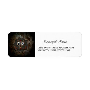 Cute little steampunk owl label