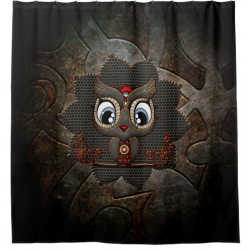 Cute little steampunk owl shower curtain