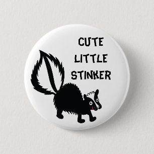 Cute Little Stinker Skunk Print Art Graphic Button