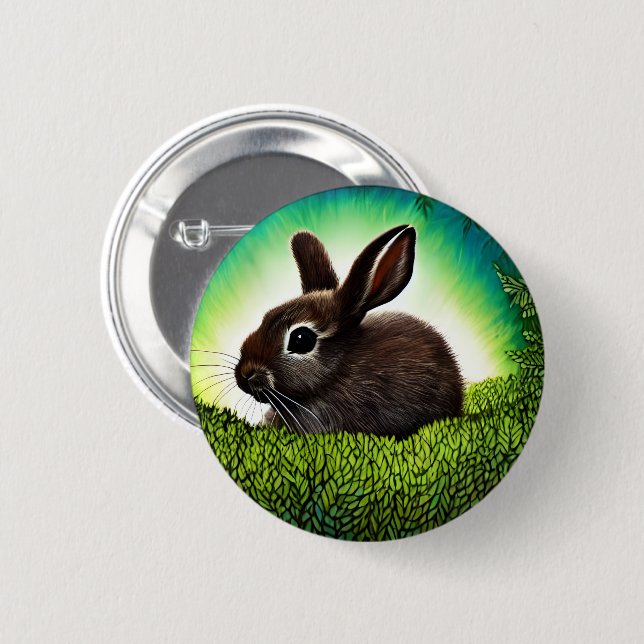 Cute Little Storybook Bunny Button (Front & Back)