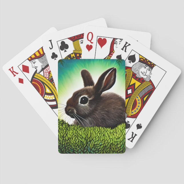Cute Little Storybook Bunny Poker Cards (Back)
