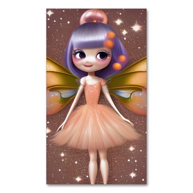 Cute Little Stunning Rendition Glitter Texture Sil Business Card Magnet (Front Vertical)