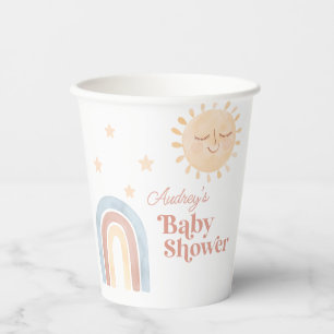Cute Little Sun & Rainbow Baby Shower Paper Cups