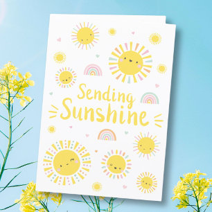 Cute little suns and rainbows letterpress thank you card