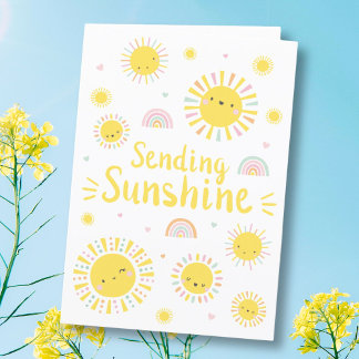 Cute little suns and rainbows letterpress thank you card