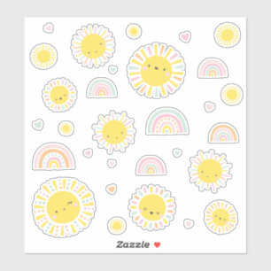 Cute little suns, rainbows and hearts sticker