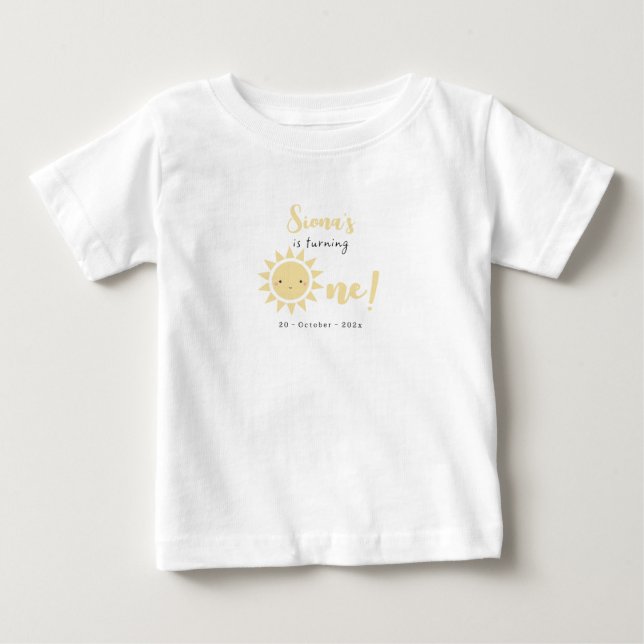 Cute Little Sunshine 1st Birthday Baby T-Shirt (Front)