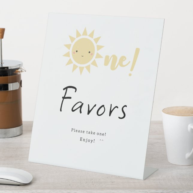 Cute Little Sunshine 1st Birthday Favors Pedestal Sign (In SItu)
