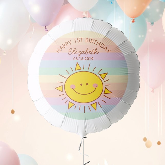 Cute Little Sunshine Baby First Birthday Party Balloon (Creator Uploaded)