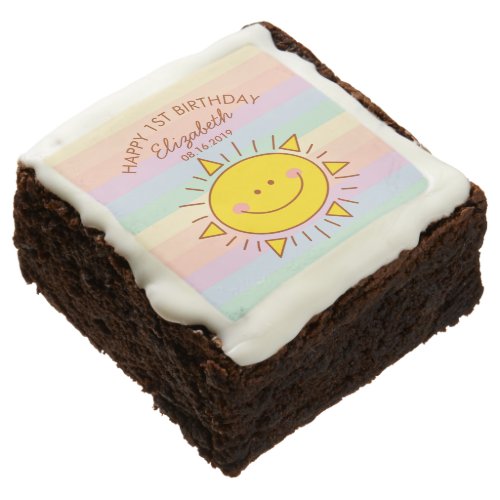 Cute Little Sunshine Baby First Birthday Party Brownie
