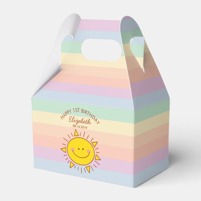 Cute Little Sunshine Baby First Birthday Party Favor Boxes (Front Side)