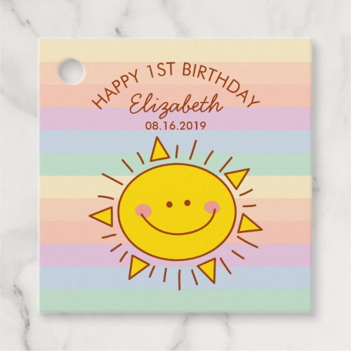 Cute Little Sunshine Baby First Birthday Party Favor Tags