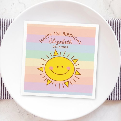 Cute Little Sunshine Baby First Birthday Party Napkins