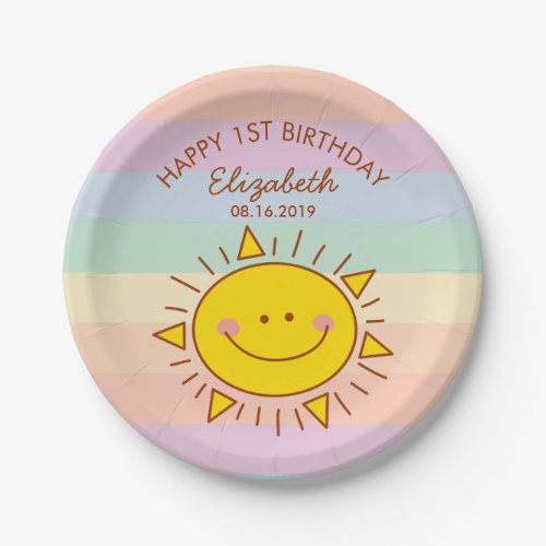 Cute Little Sunshine Baby First Birthday Party Paper Plates
