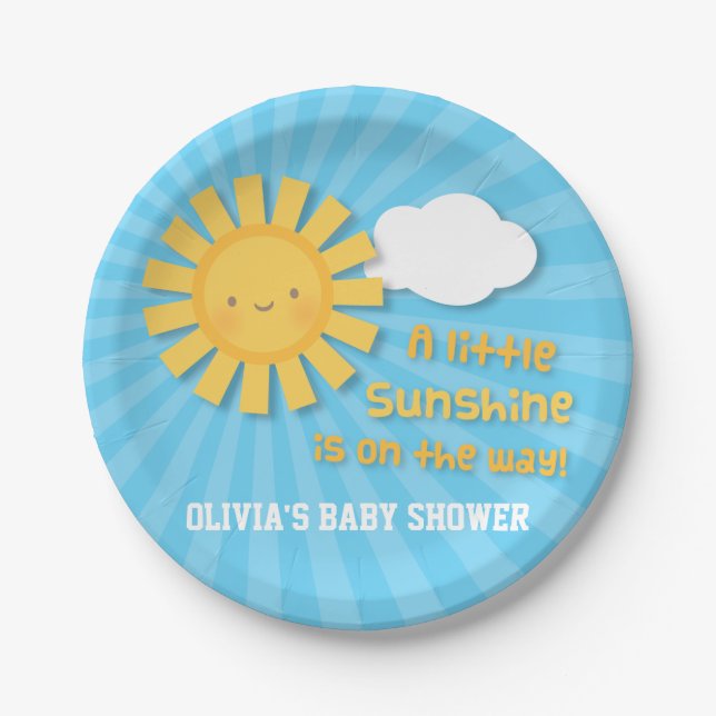 Cute Little Sunshine Baby Shower Supplies Paper Plates (Front)