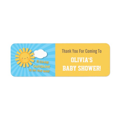 Cute Little Sunshine Baby Shower Thank You Labels