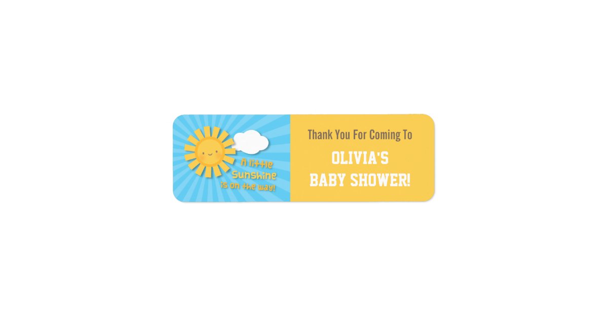 Cute Little Sunshine Baby Shower Thank You Labels | Zazzle