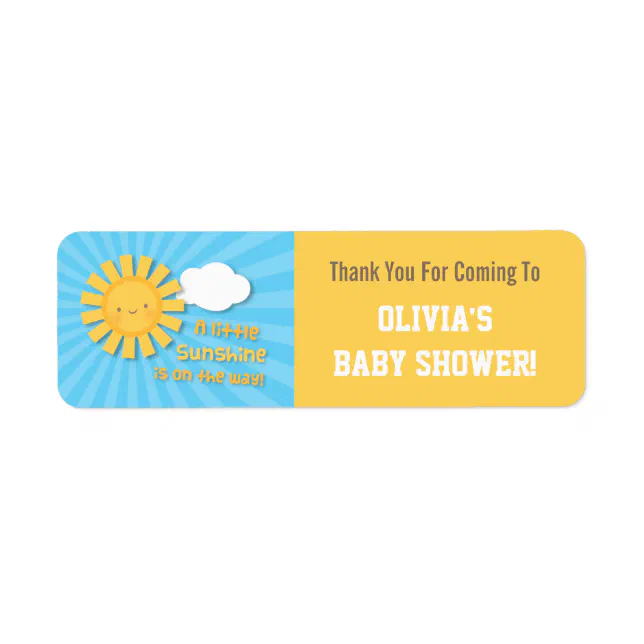 Cute Little Sunshine Baby Shower Thank You Labels | Zazzle