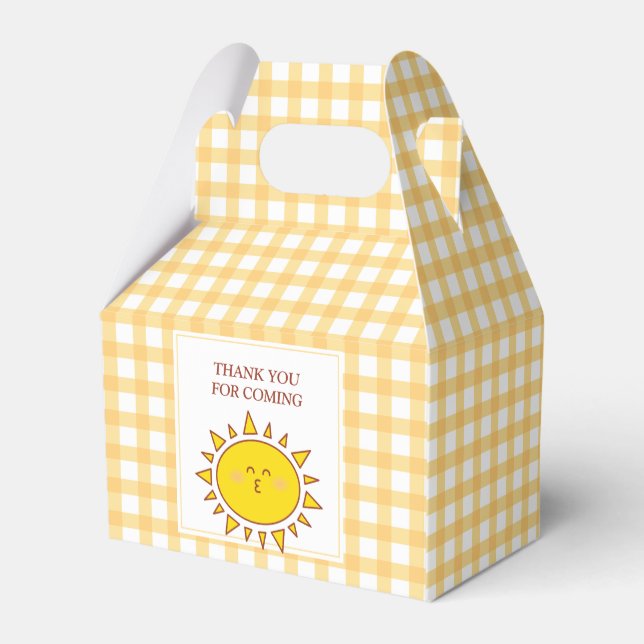 Cute Little Sunshine Birthday Thank You For Coming Favor Boxes (Back Side)
