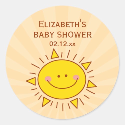 Cute Little Sunshine Gender Neutral Baby Shower Classic Round Sticker