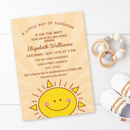 Cute Little Sunshine Gender Neutral Baby Shower Invitation