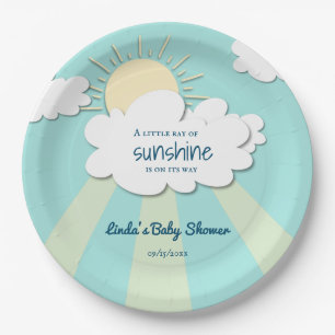 Cute Little Sunshine Gender Neutral Baby Shower Paper Plates