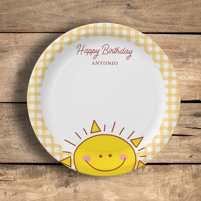 Cute Little Sunshine Kids Happy Birthday Party Paper Plates (Creator Uploaded)