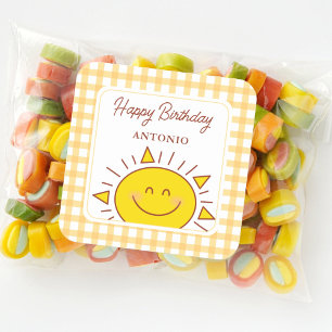 Cute Little Sunshine Kids Happy Birthday Party Square Sticker