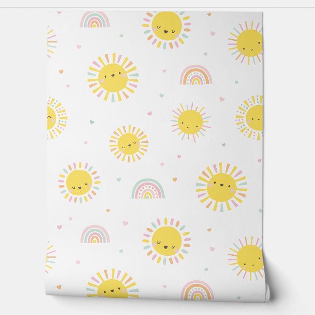 Cute little sunshines, rainbows and hearts wallpaper  (Unrolling)