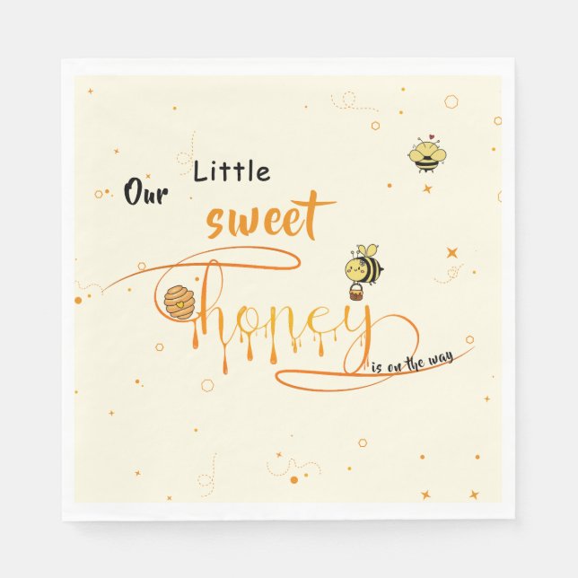 Cute Little Sweet Dripping Honey Baby Shower Napkins (Front)