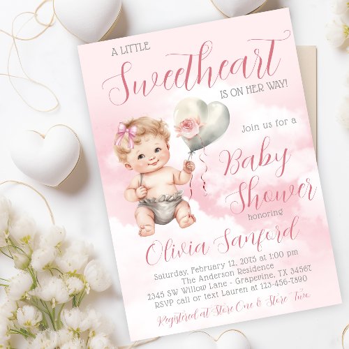 Cute Little Sweetheart Baby Shower Invitation