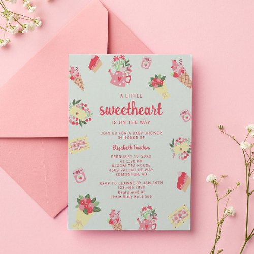 Cute Little Sweetheart on the Way Baby Shower Invitation