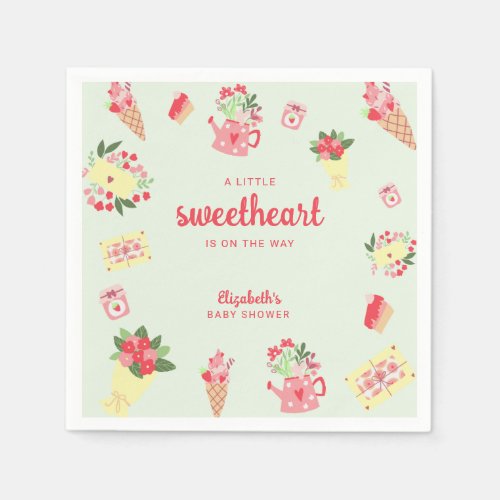 Cute Little Sweetheart on the Way Baby Shower Napkins