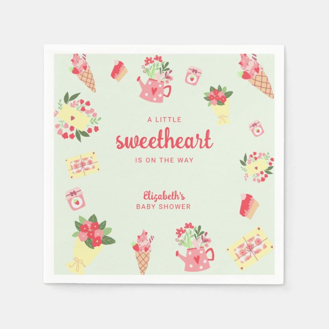 Cute Little Sweetheart on the Way Baby Shower Napkins (Front)