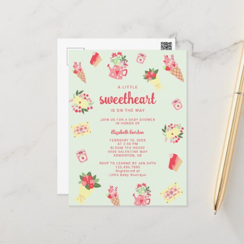 Cute Little Sweetheart on the Way Baby Shower Postcard