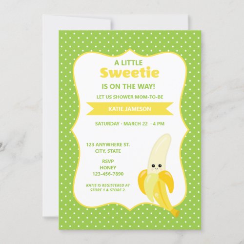 Cute Little Sweetie Banana Baby Shower Invitation