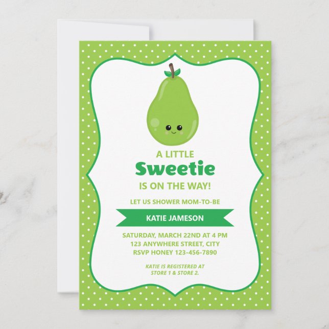 Cute Little Sweetie Pear Baby Shower Invitation (Front)