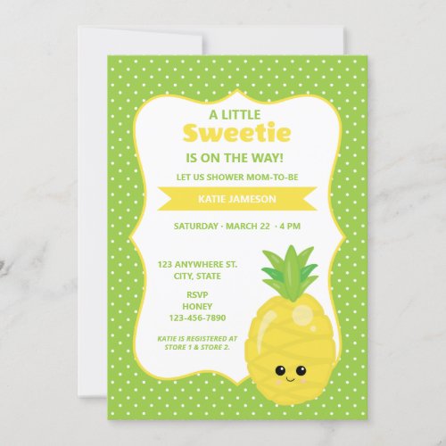 Cute Little Sweetie Pineapple Baby Shower Invitation